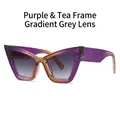 Cat eye sunglasses with purple tea gradient frame and grey gradient lenses - Purple Tea Frame Gradient Grey Lens