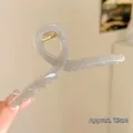 Large 13cm translucent grey hair claw clip with cross twist design and gold spring - Jelly Gray-13cm (Basic)