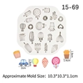 Molde de silicona con formas de comida y coches para decoración de tartas y manualidades - Gris