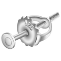 Poussoir d'oreille à vis en argent sterling 925 pour fermoirs de boucles d'oreilles - Ensemble Fermoir + Tige (Cuivre Plaqué Argent S925)
