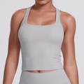 Débardeur de sport gris clair moulant pour le yoga et l'entraînement de fitness - Gris Givré