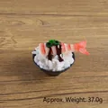 Miniature shrimp sushi food model with white rice and black bowl, weight 37.0g - Large Shrimp Sushi - No Hook / 5CM Diameter