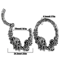 Skull patterned stainless steel ear weight variant with detailed size specifications - Silver Skull Floral