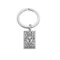 Silver stainless steel keychain featuring engraved Aquarius zodiac sign and constellation - Silver-Aquarius (12星座钥匙扣钢色-11)