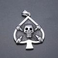 Ciondolo teschio e picche gotico in argento antico con trama metallica martellata - Pendente (Senza Catena) (B0318)