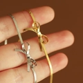Set di collane a fiocco con maglia snake in finitura lucida oro e argento - Acciaio al titanio / Bracciale Oro