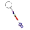 7 chakra natural stone beads and blue mushroom pendant silver key ring keychain - Sodalite