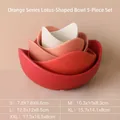Five-piece orange gradient lotus ceramic bowl set with minimalist Morandi color scheme - Five-Piece Set / Orange Red Gradient