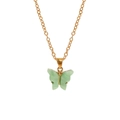 Minimalist gold necklace featuring a light green butterfly pendant with marble texture - A3055-LG (Light Green Butterfly)