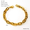 Bracelet chaîne épais en acier inoxydable doré 18 carats avec maillons ovales mats - Style Maillon Ovale (ZYG1660)