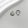 Silver alloy seashell charms for DIY jewelry making, showing front and back design - Antique Silver Ocean Shell 11*14mm