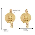 Detail view of gold straw hat earrings with bow and chain accents in titanium steel - Tassel Straw Hat Style / Gold