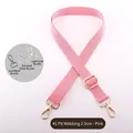 Adjustable pink ribbed crossbody bag strap with 2.5cm width and golden metal hardware - Light Gold Buckle / Pink