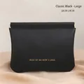 Large black leather organizer pouch with automatic metal closure and golden logo text - Large / Classic Black