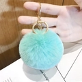Mint green plush heart pom pom keychain with gold lobster clasp and ring attachment - Small Green Pom Pom