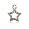 Pendentif étoile en métal argenté vieilli pour création de bijoux DIY - Étoile Argent Antique 9x12mm