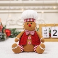 Pluche peperkoekman met rood gebreid vest en gestreepte muts voor kerstdecoratie - Mannelijke Peperkoekman Pop