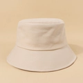 Minimalist beige cotton canvas bucket hat featuring high-quality twill fabric texture - Beige