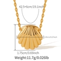 Detailed dimension guide for 18K gold shell pendant necklace with zircon flower stones - 3D Shell Style (KN0496)