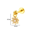 Gouden roestvrijstalen labret-piercing met schitterende zirkonia bloemhanger voor oor - Zonnebloem Stijl (2639-6) / 1.2x8mm / Goud