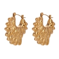 Double layered 18K gold plated textured hoop earrings with wavy petal design - Irregular Double Petal Hollow Earrings / Gold