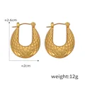 Pendientes de titanio dorado con textura acolchada y diseño geométrico en forma de U - Estilo Acolchado (F1286) / Dorado