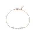 Elegant 18K rose gold plated S925 sterling silver chain bracelet with white beads - Rose Gold Plated 7-Pearl Rice Bead Bracelet 1.3g