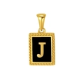 Fashionable stainless steel pendant with letter J on black background and golden beads - Letter J