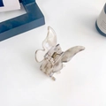 Gray butterfly hair claw clip with ink marble texture and translucent finish - 5.5cm / Iridescent Gray