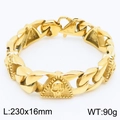 Gold-finished men's skull link bracelet in 316L stainless steel with punk style - Triangle Gold Style (KB163681-JX)