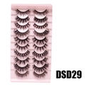 10 pairs of DSD29 false eyelashes in a dense, curly style on a pink tray - DSD29 (Pink)