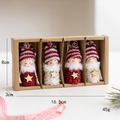 4-pack handmade wool felt Santa and snowman dolls in a decorative gift box - Style B