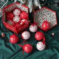 Set de 14 bolas de Navidad rojas y blancas en una caja de regalo para el árbol - Árbol de Navidad Rojo Blanco