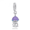 Silver carousel charm with purple enamel and blue zircon stones for DIY bracelets - Normal Specification / Carousel Shape(026)