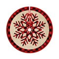 Jupe de sapin de Noël ronde en toile beige avec flocon de neige à carreaux et rubans - Jupe de Sapin en Lin à Carreaux Rouges et Noirs 90CM / 90cm