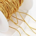 18K gold plated copper box chain on a spool for DIY jewelry and necklaces - 1mm Box Chain / Thick Silver