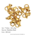 18K gold-plated stainless steel lobster clasps 7x10mm for DIY jewelry making 10pcs - 7*10MM Lobster Clasp - Gold - 10Pcs