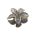 Translucent lavender flower hair claw clip with golden metal edges for women - Gold Rim Plumeria [Grey]
