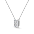 Elegant S925 silver necklace with radiant-cut rectangle gemstone pendant in white gold finish - Rectangle Ice Cut