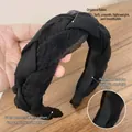 Handcrafted black organza braided headband with vintage woven fabric texture - Organza Braided Style / Black