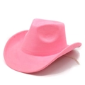 Detail of pink western cowboy hat with wide curved brim and adjustable chin strap - M(56-59CM) / Peach Suede