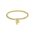Adjustable 18k gold-plated brass bead bracelet featuring a stylish letter P charm - Letter P