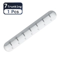 White silicone 7-slot cable organizer for desk power cords and USB wire management - 7 Holes / White