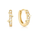 925 silver gold plated hoop earrings with star charms and sparkling zircon stones - Gold