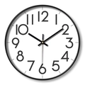Modern 30cm round wall clock with minimalist black frame and large white dial face - Dial K Black Frame