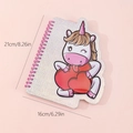 Quaderno a spirale con unicorno rosa glitterato, rilegatura viola e cuore carino - Unicorno Stile 2