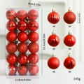 Red Christmas tree ornaments set with 36 pieces of 4cm balls in various textures - Set of 36 / Red