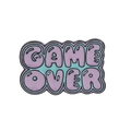 Pin de esmalte de dibujos animados con texto Game Over en estilo retro morado y azul - Estilo de Texto Game Over (C1731-1)