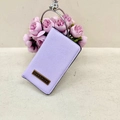 Chic light purple litchi leather long wallet for women with golden metal logo plate - Purple