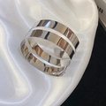 Bracelet manchette ouvert argenté minimaliste à double bande avec effet miroir. - 28# Jonc / Argent